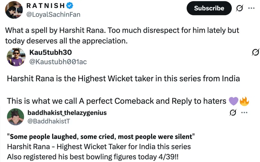 Fan tweets [Source: @LoyalSachinFan, @Kaustubh001ac, @BaddhakistT/X.com]