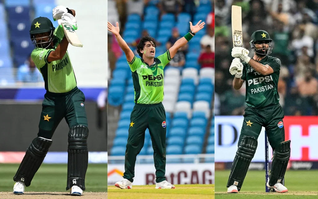 Babar Azam, Naseem Shah and Fakhar Zaman [Source: AFP]