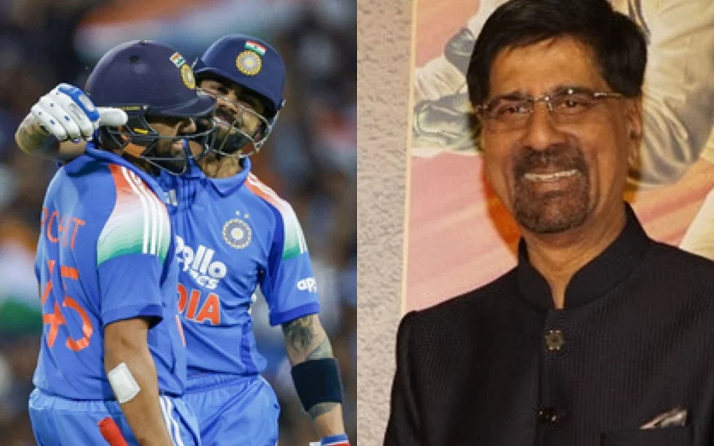 Rohit, Kohli and Kris Srikkanth [Source: @technique_ka_banda/X.com]