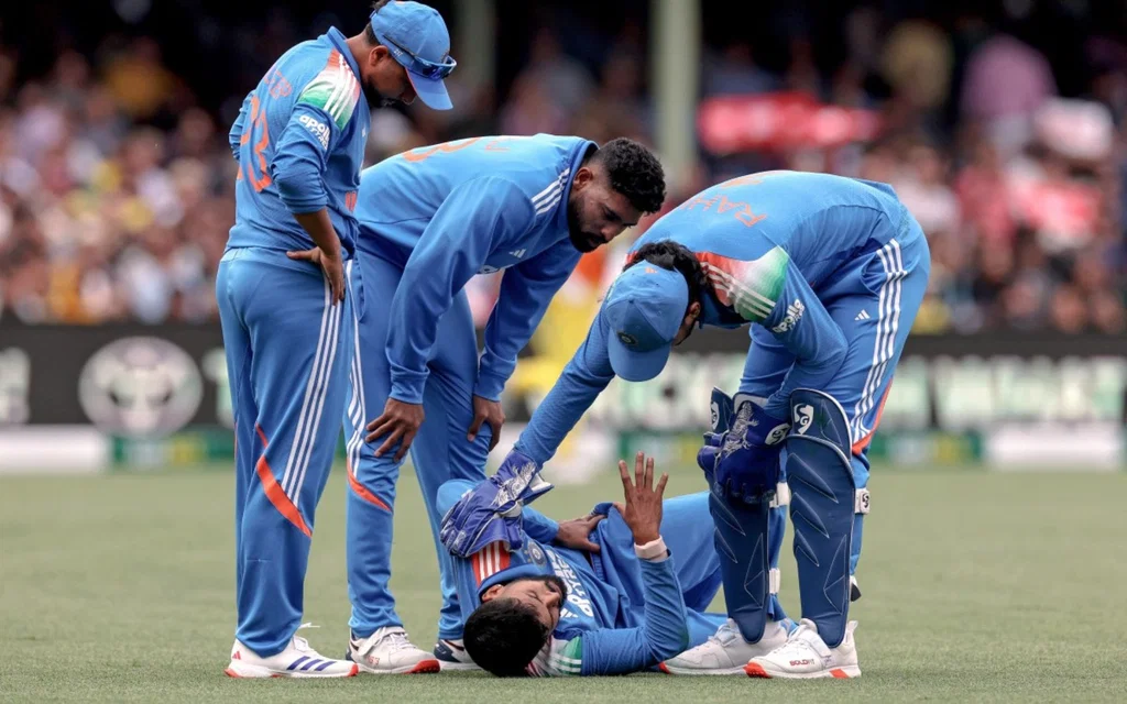 Shreyas Iyer after the injury (Source: AFP)