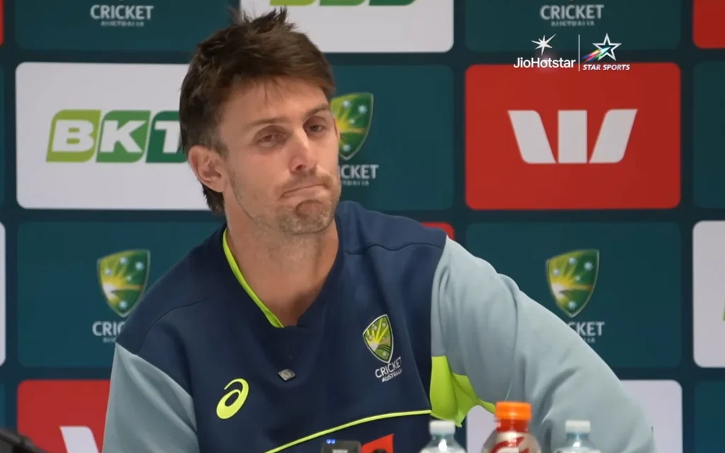 Mitchell Marsh at the pre-series press conference [Source: @StarSports/YT.com]