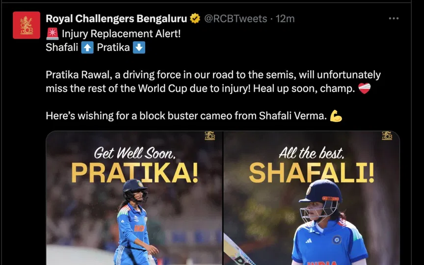 RCB blunder during Women's World Cup - (Source : @ScreenGrab/X.com)