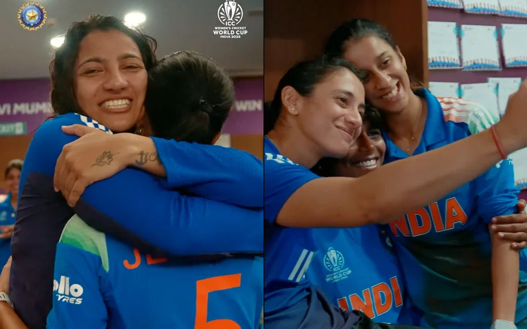 Jemimah Rodrigues with her teammates [Source: @BCCIWomen/X]