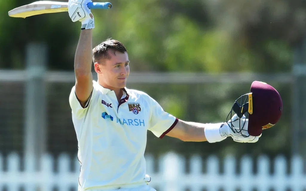 Marnus Labuschagne puts his hand up to open [Source: @WisdenCricket/X.com]