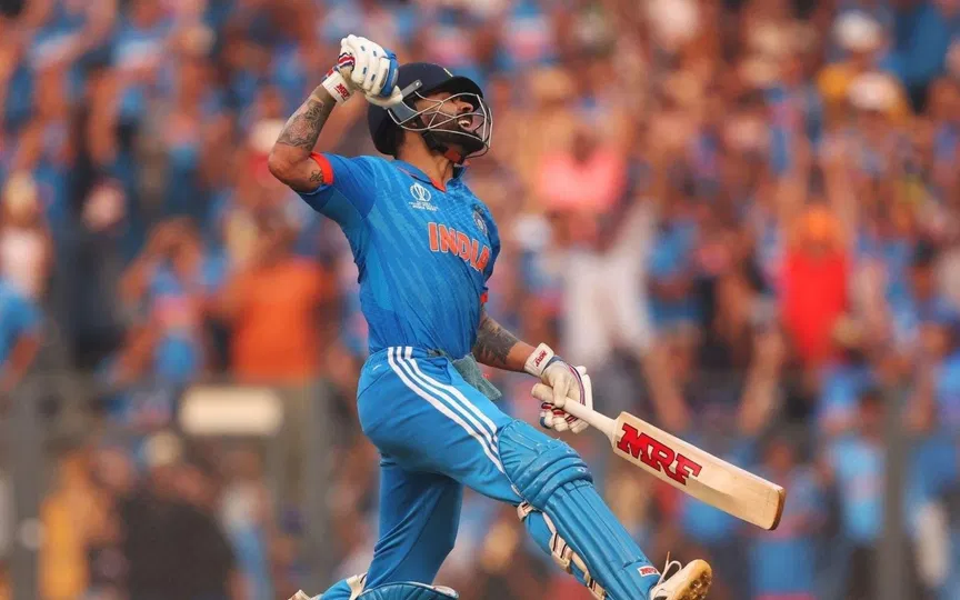 4. विराट कोहली - 117 बनाम न्यूजीलैंड (2023 पुरुष विश्व कप सेमीफाइनल) [स्रोत: @mufaddal_vohra/X.com]