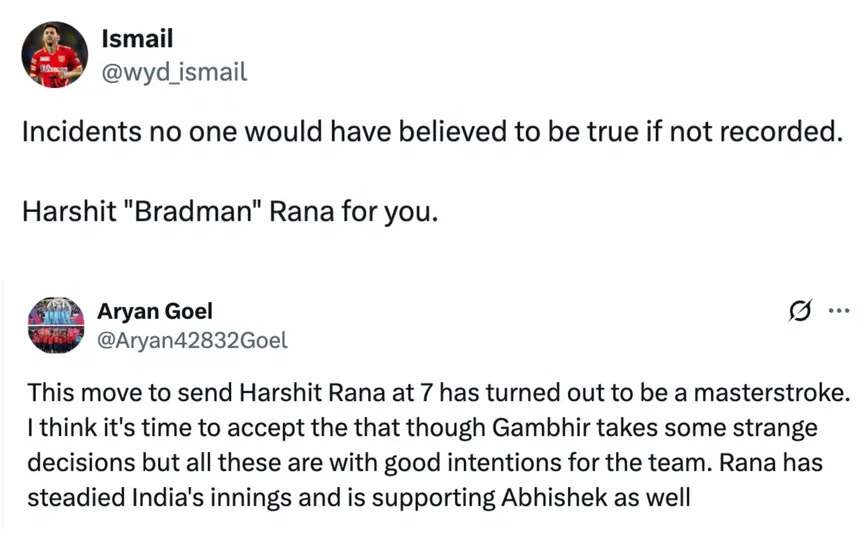 Fan tweets [Source: @wyd_ismail, @Aryan42832Goel/X.com]