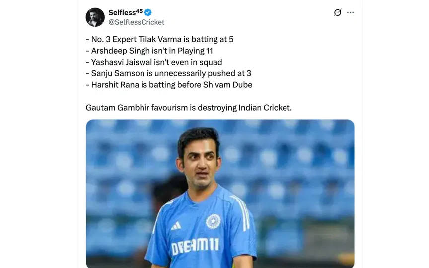 Fan tweet [Source: @SelflessCricket/X.com]