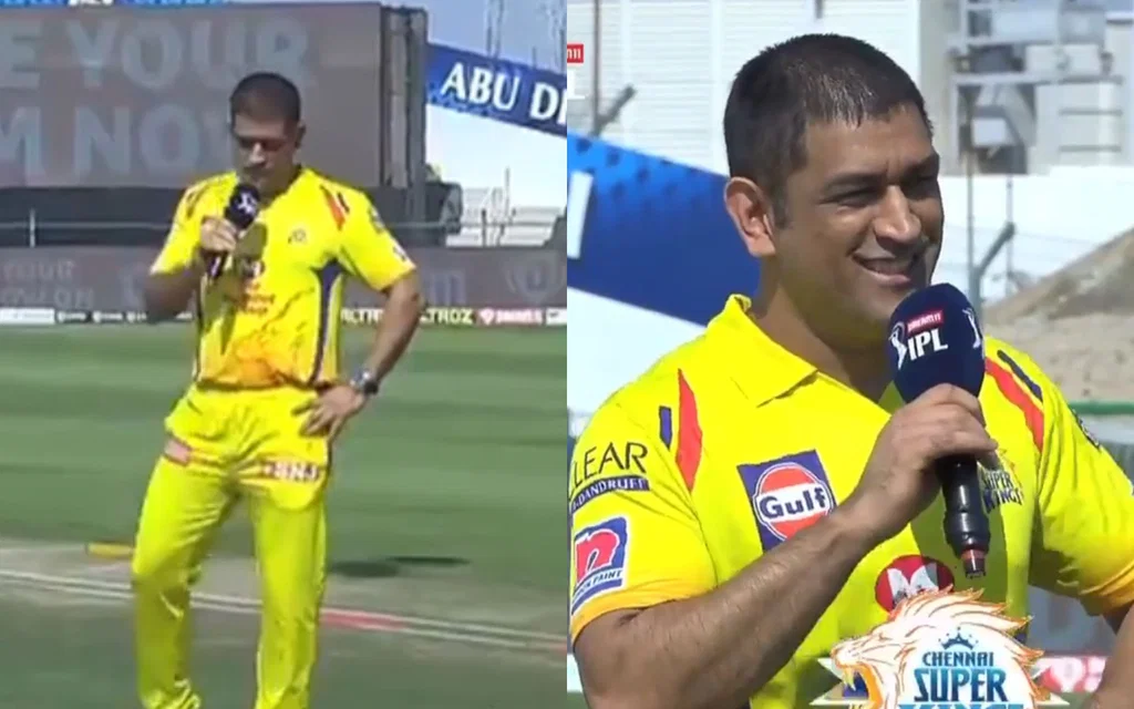 MS Dhoni at the toss during IPL 2020 [Source: Screengrab]