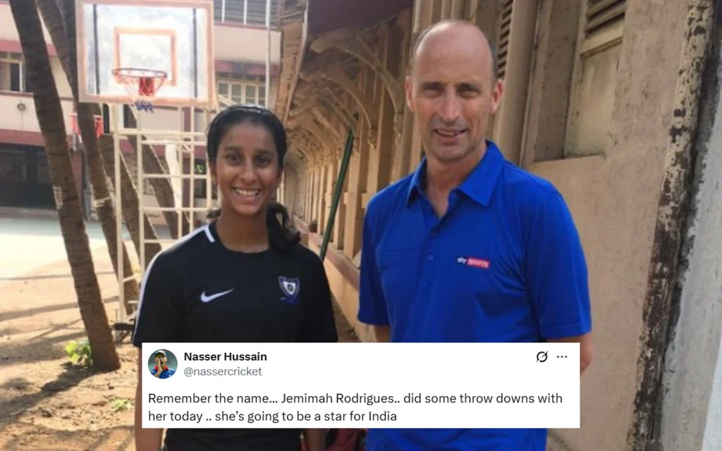 Nasser Hussain's post for Jemimah Rodrigues [Source: Screengrab]