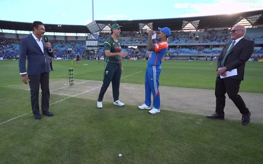 टॉस के बाद जश्न मनाते सूर्यकुमार यादव - (Source: @Johns/X.com)