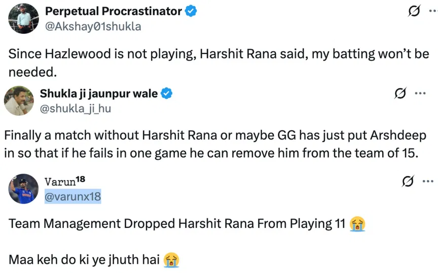 प्रशंसकों के ट्वीट [स्रोत: @Akshay01shukla, @varunx18, @shukla_ji_hu/X.com]