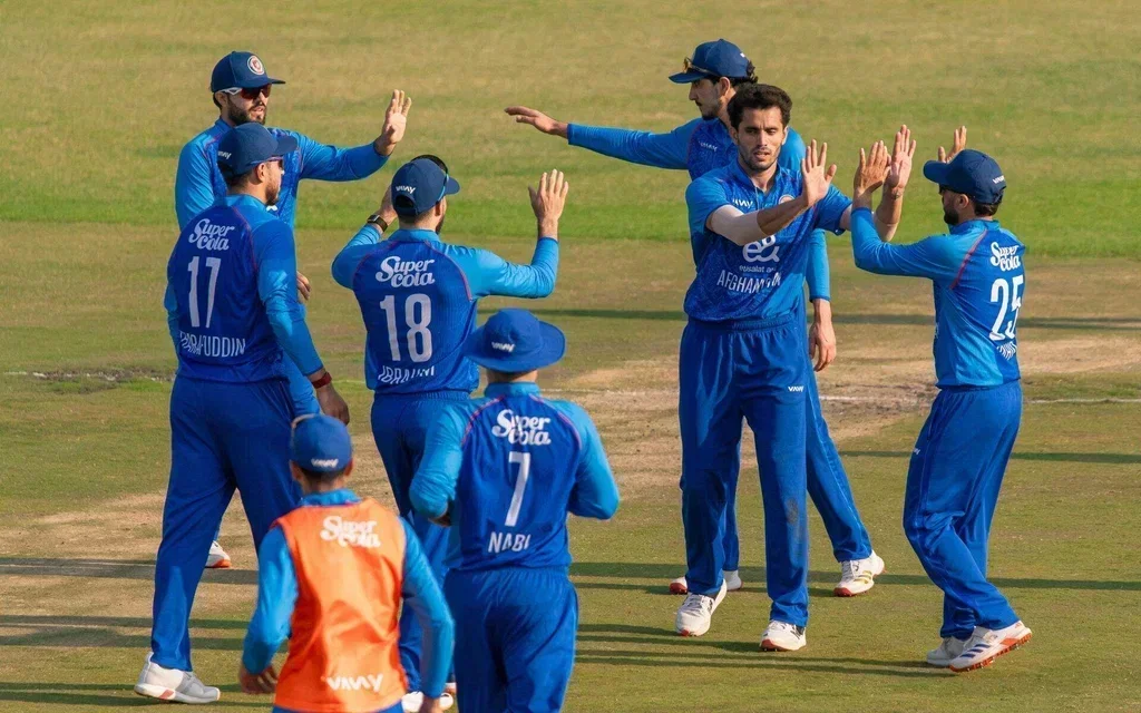 Afghanistan players celebrating a wicket in third T20I [Source: @ACBofficials/x]