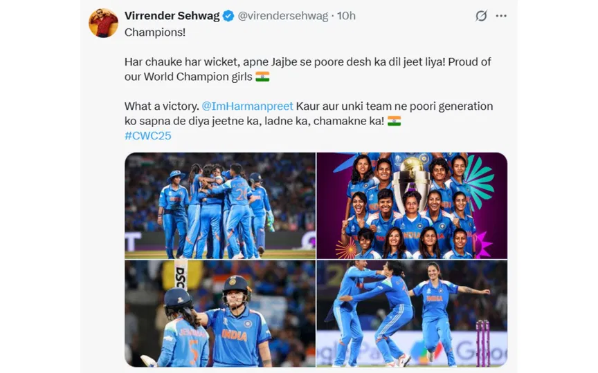 Virender Sehwag's X handle post [Source: Screengrab]