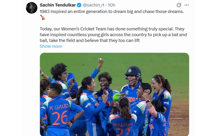Sachin Tendulkar's X handle post [Source: Screengrab]