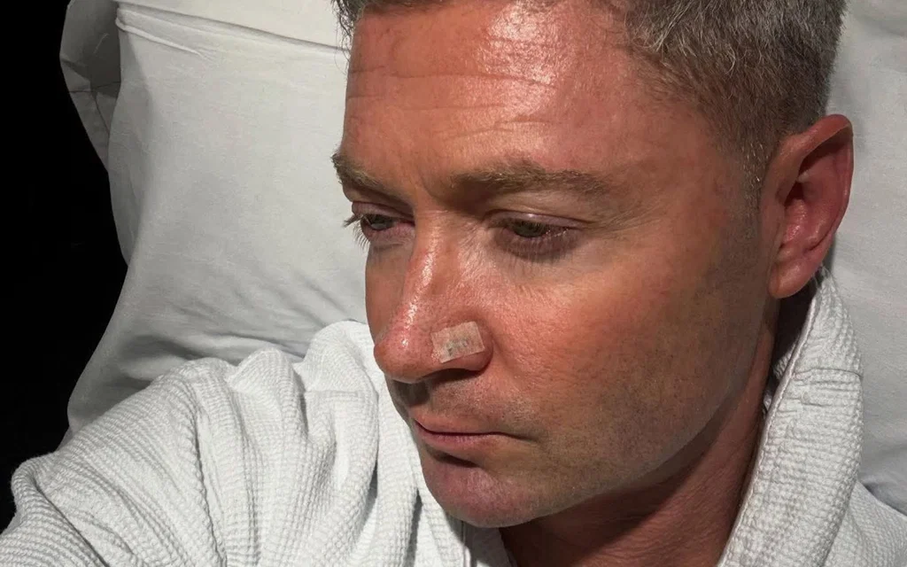 Michael Clarke during treatment [Source: X/@@TUnlimitedd]
