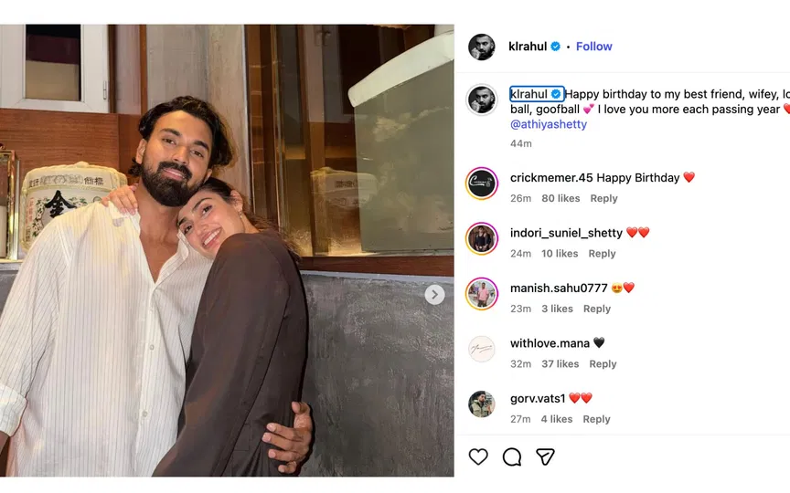 KL Rahul's IG post [Source: @klrahul/IG]
