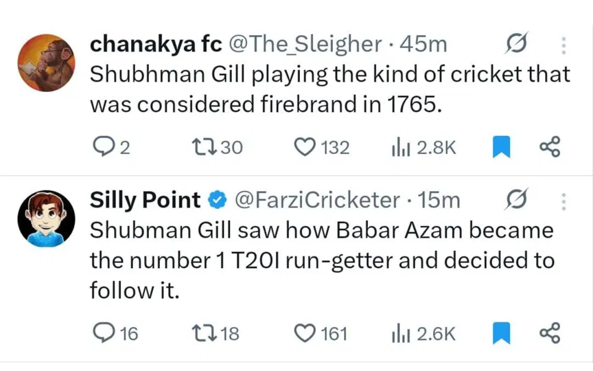 TR on Shubman Gill. [Source - x.com]