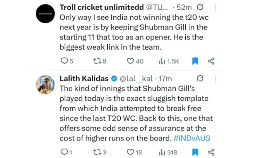 TR on Shubman Gill. [Source - x.com]