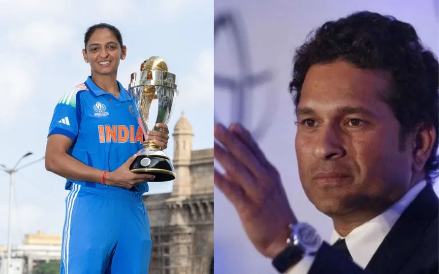 हरमनप्रीत कौर और सचिन तेंदुलकर [Source: @CricCrazyJohns, @rupert_halloway12/x]