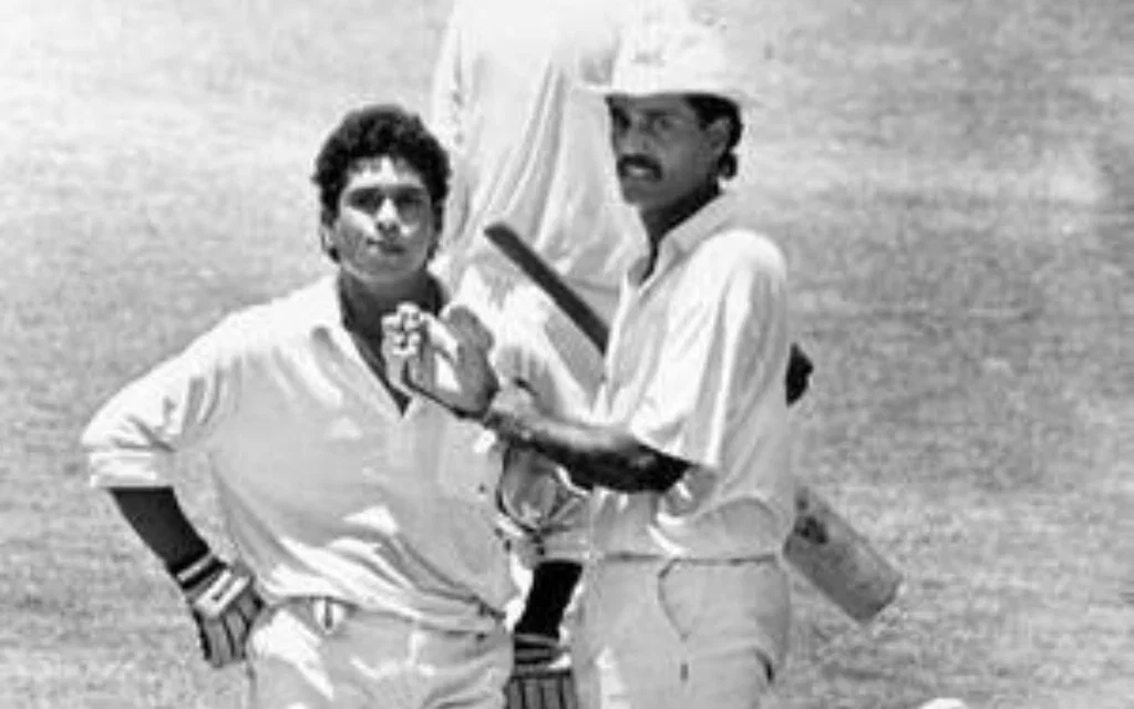 Sachin Tendulkar and Dilip Vengsarkar in the final match (Source: @IndiaHistorypic/x.com)