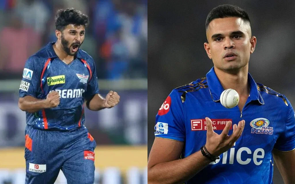 Shardul Thakur and Arjun Tendulkar [Source: @PrashantMe50458/X.com]