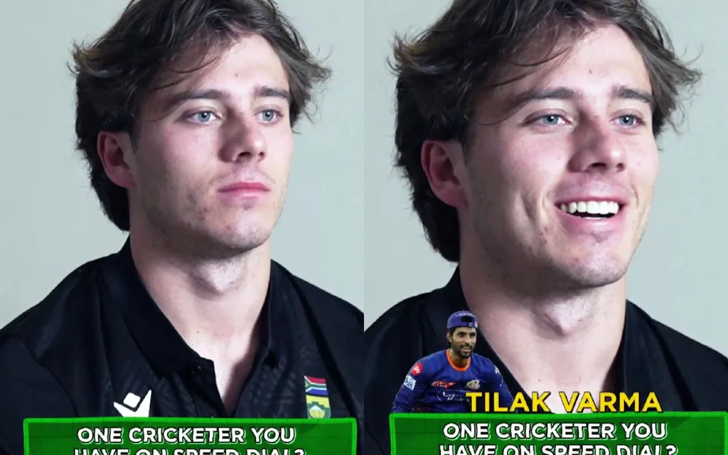 Dewald Brevis on Tilak Varma (Source: @StarSportsIndia/x.com)