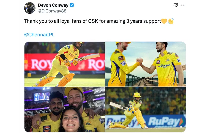 Devon Conway's tweet [Source: @D_Conway88/X.com]