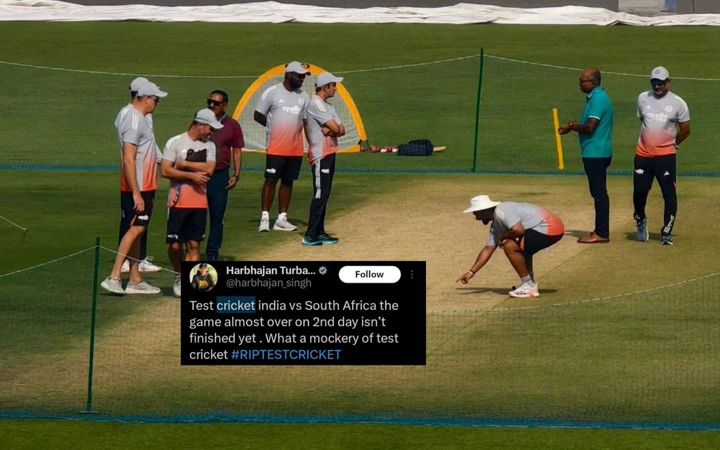 Harbhajan Singh on Eden Gardens pitch (Source: @gyanudatt8/x.com, @harbhajan_singh/x.com)