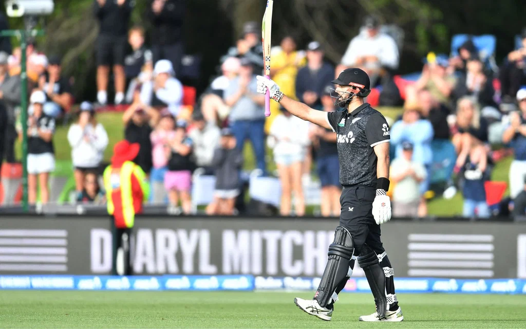 Daryl Mitchell played a poised knock at Hagley Oval [Source: AFP Photos]