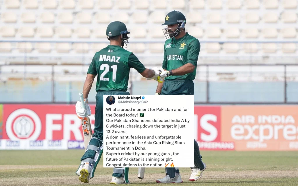 Mohsin Naqvi praises Pakistan Shaheens (Source: @Cricket_World/x.com, @khelshel/x.com)
