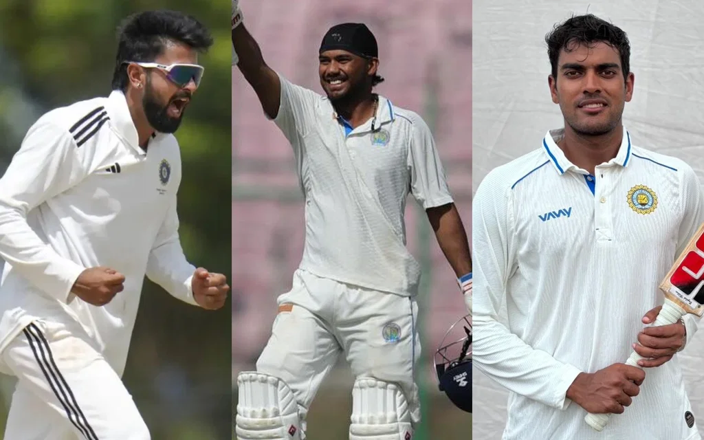 Saransh Jain, Kartik Sharma and Abhinav Tejrana [Source: @@AabhasDeog67430, @mufaddal_vohra/X.com]