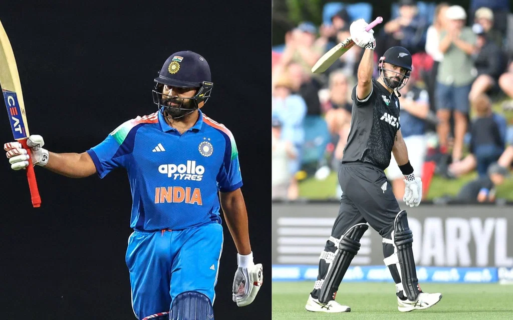 Rohit Sharma and Daryl Mitchell (Source: AFP)