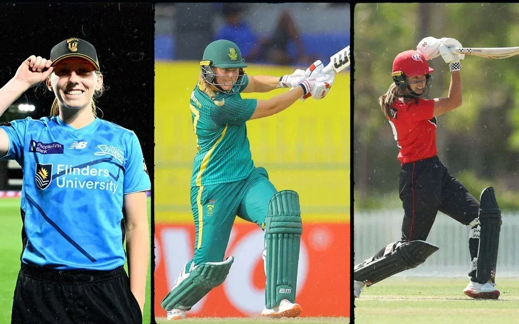 Brown, Dercksen & Tess Flintoff (source: @Werries_,@WBBL,@StrikersBBL/X)