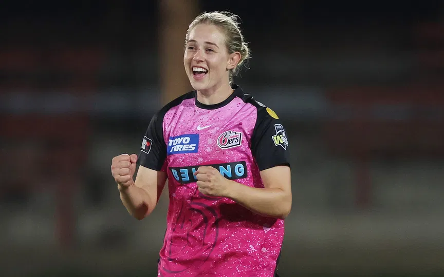 Maitlan Brown celebrating a wicket (Source: @WBBL/x)