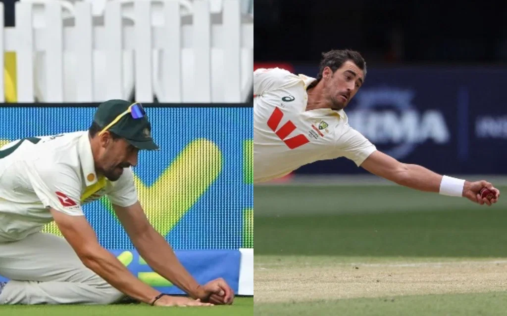 Mitchell Starc's Lord's 2023 catch and Ashes 2025 catch side-by-side [Source: @ForIme420/X.com]