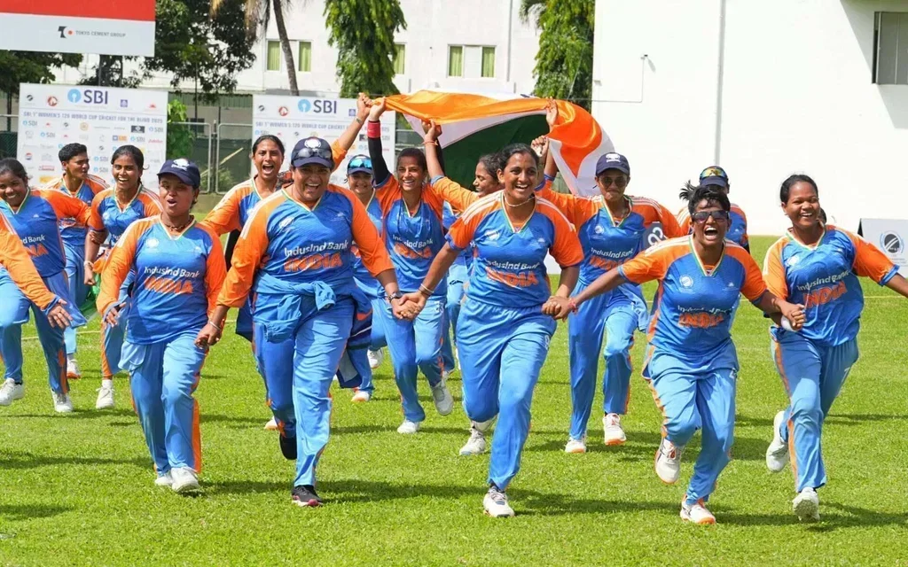 India Blind Women's team celebrating World Cup 2025 [Source: @blind_cricket/x]