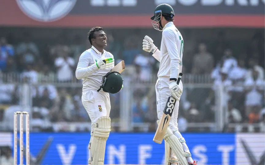 Muthusamy's maiden ton, Jansen’s 93 power South Africa to 489 as India survive last hour