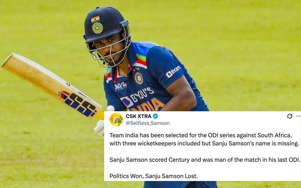 Fans disappointed with Samson's snub from ODI squad [Source: @IamSanjuSamson, @Selfless_Samson/X.com]
