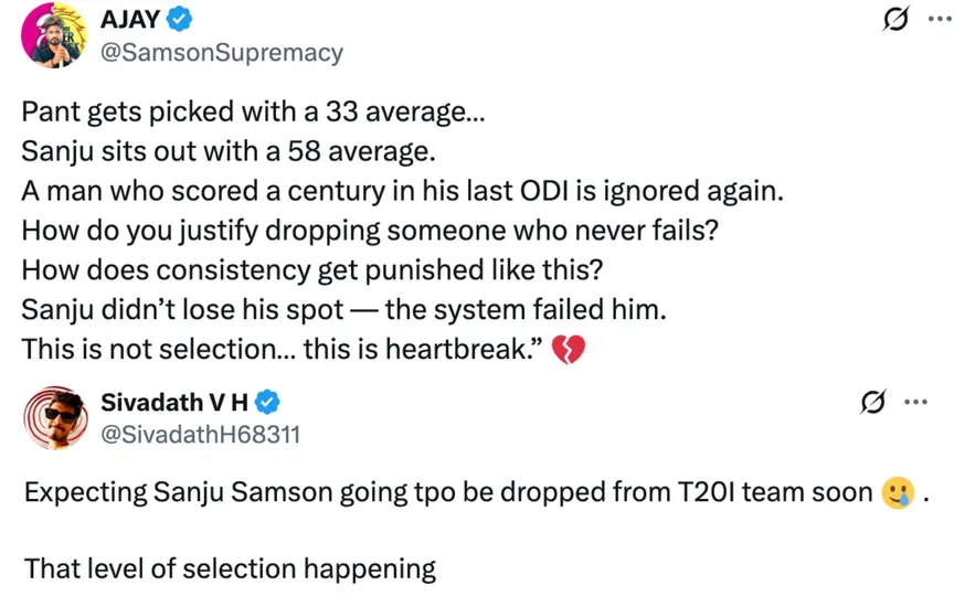 Fan tweets [Source: @SivadathH68311, @SamsonSupremacy/X.com]