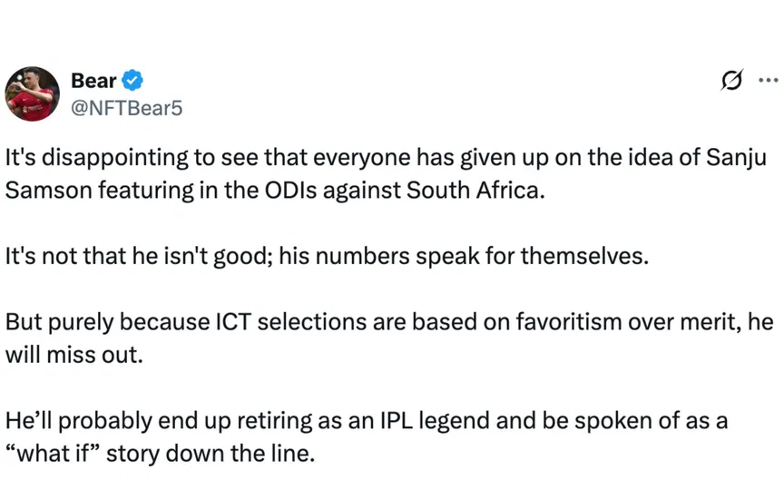 Fan tweet [Source: @NFTBear5/X.com]