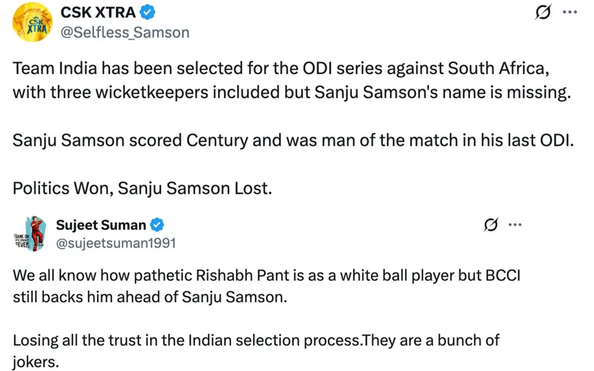Fan tweets [Source: @Selfless_Samson, @sujeetsuman1991/X.com]