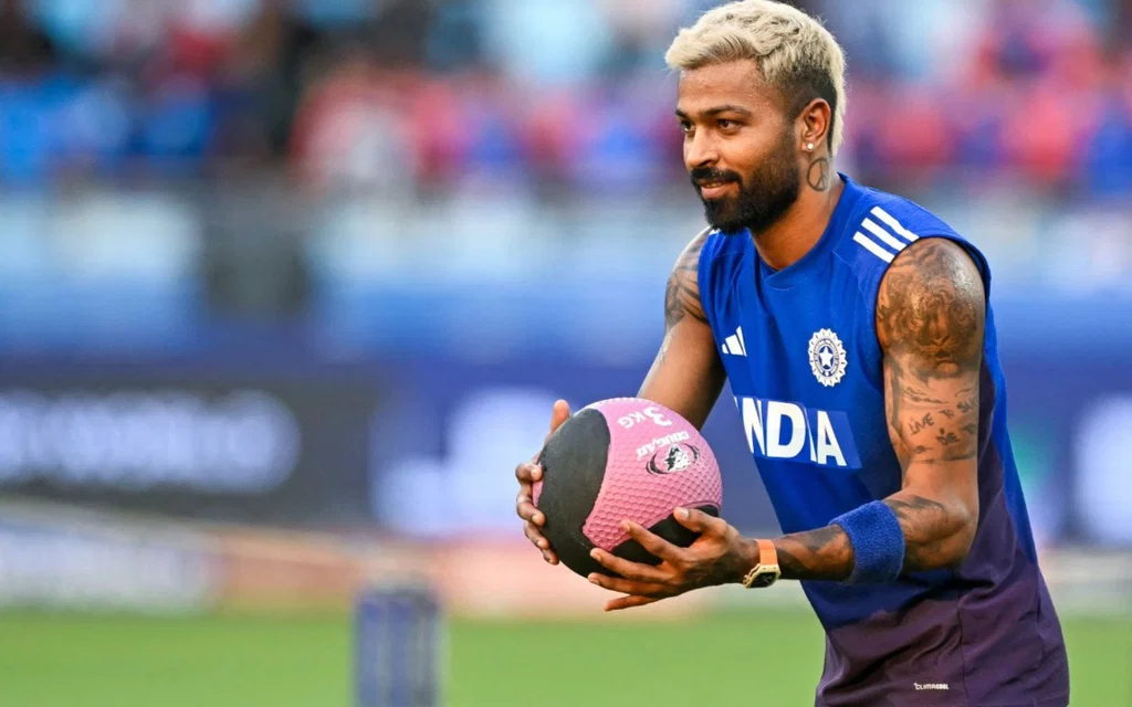 Hardik Pandya in training - (Source: AFP)