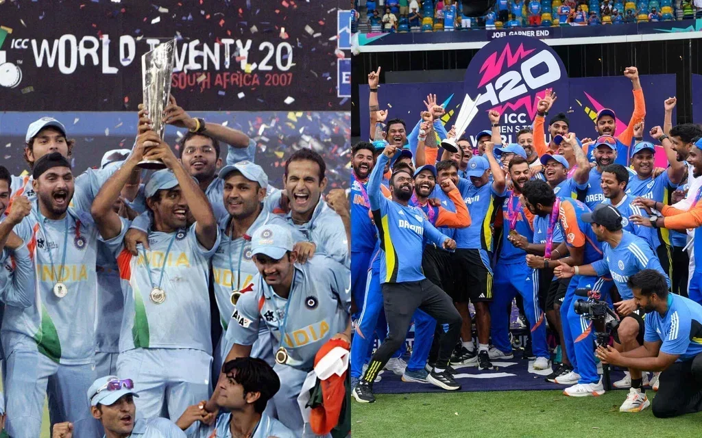 T20 World Cup 2007 (left) and T20 World Cup 2024 (right) - (Source: X and AFP)
