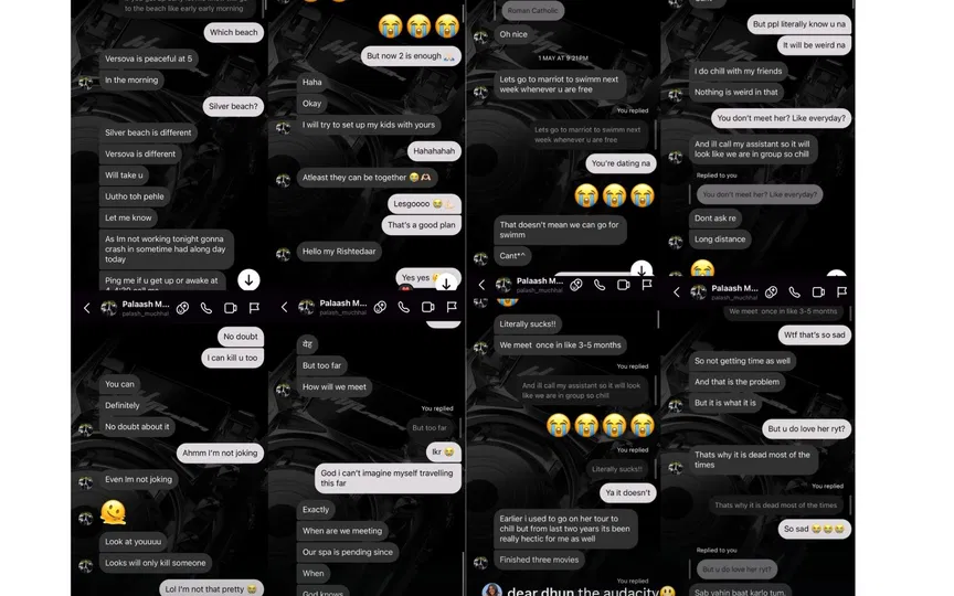 Mary D'Costa posted screenshots of Palash DMing her (X.com/@kelabananaa)