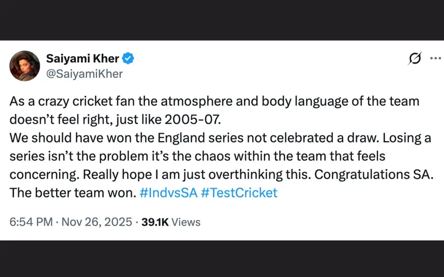 Saiyami Kher's tweet [Source: @SaiyamiKher/X.com]