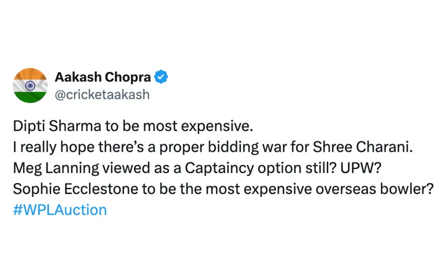 Aakash Chopra's tweet [Source: @cricketaakash/X.com]