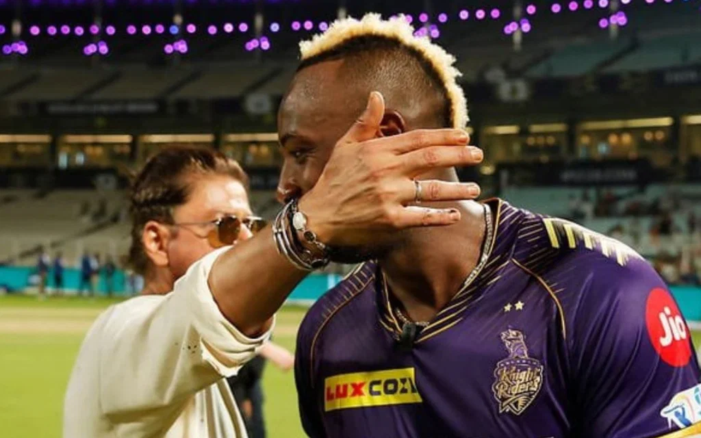 Shah Rukh Khan and Andre Russell [Source: @SRKUniverse/X.com]