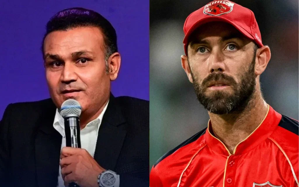 Virender Sehwag and Glenn Maxwell [Source: @OneCricketApp/x, AFP]