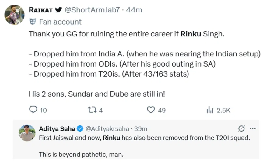 Tweets from users [Source: Screengrab]