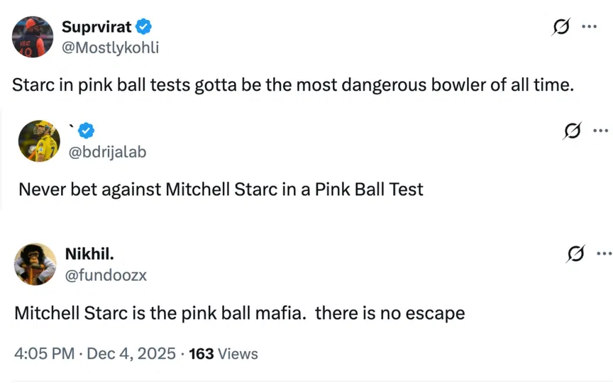 Fan comments [Source: @Mostlykohli, @bdrijalab, @fundoozx/X.com]